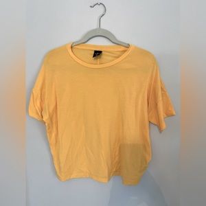 REI Along The Way crop tshirt in yellow size small